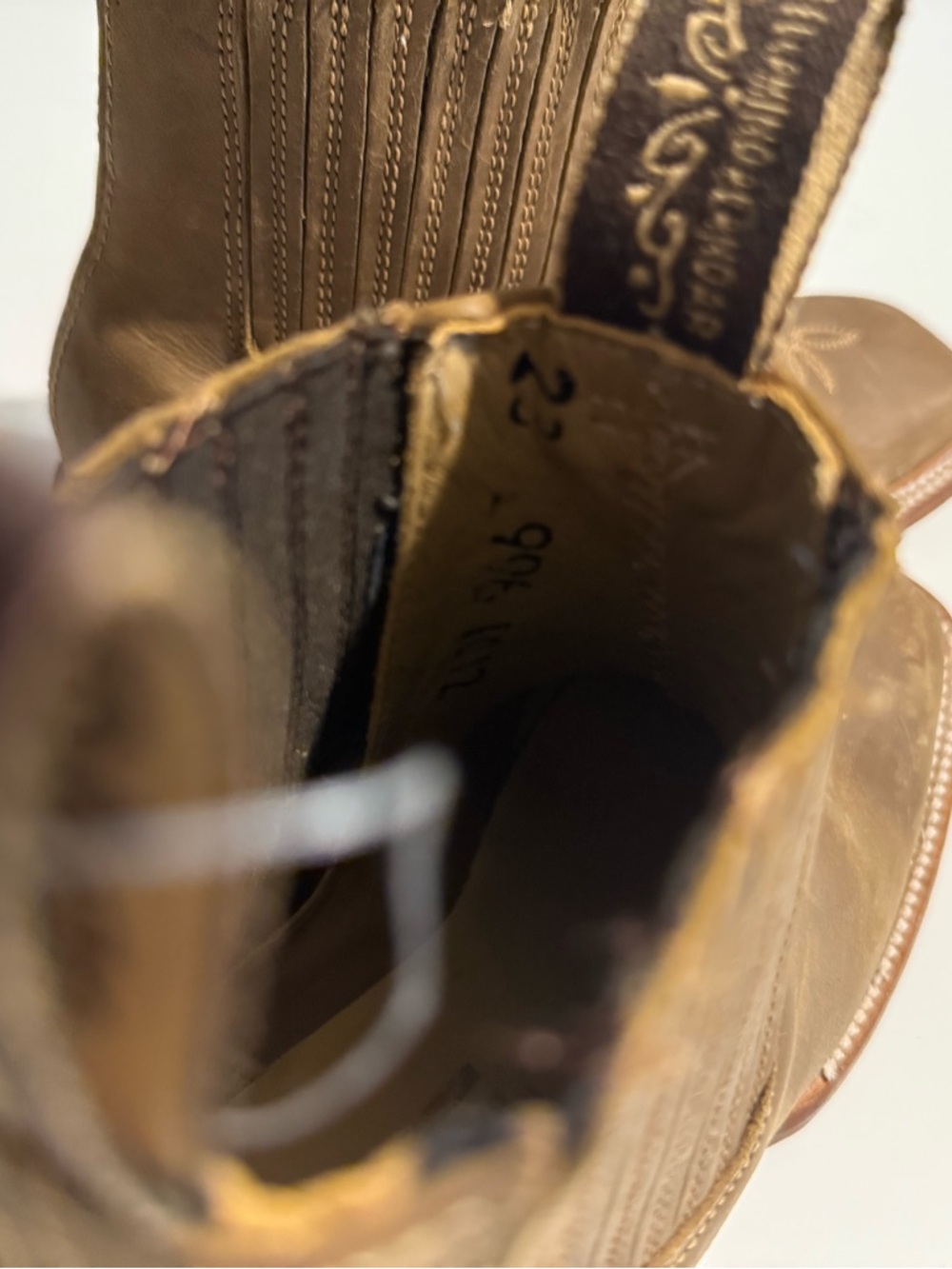 Café brown cowgirl ankle boots for women, US size 6 - Picture 9 of 12